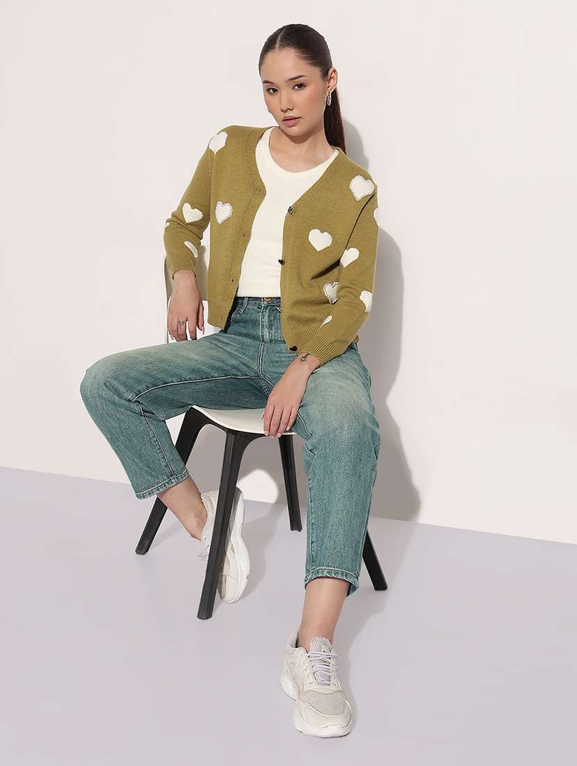 women printed long sleeve crop cardigan - 22038315 -  Standard Image - 4