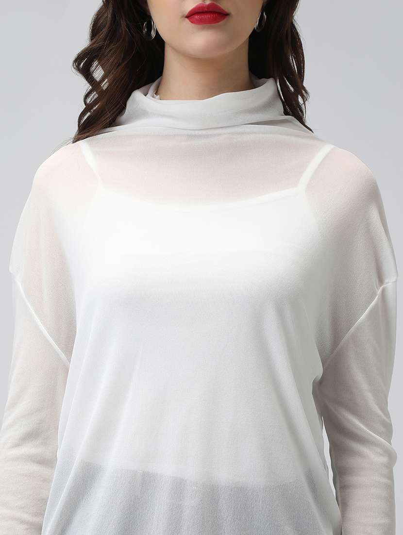women white solid long sleeve relaxed fit top - 22038326 -  Standard Image - 4