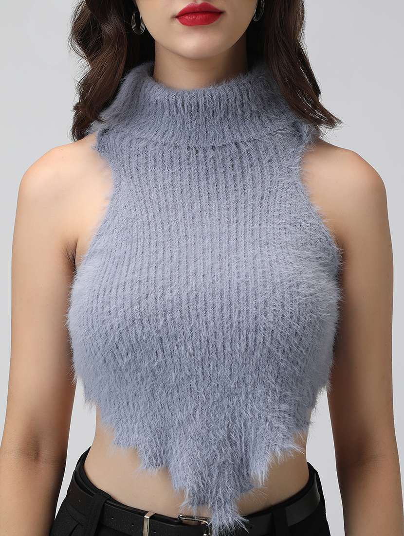 women solid high neck sleeveless backless top - 22038328 -  Standard Image - 4