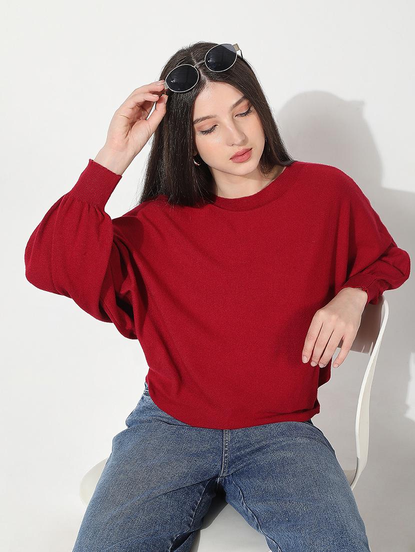 women solid long sleeve pullover - 22038343 - Zoom Image - 0