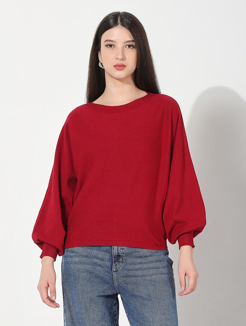 women solid long sleeve pullover - 22038343 - Standard Image - 1