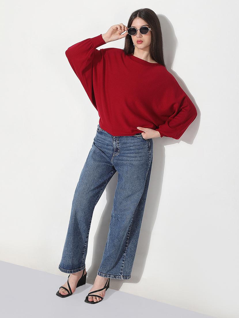 women solid long sleeve pullover - 22038343 - Standard Image - 4