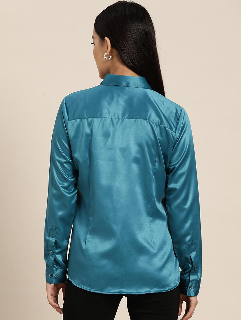 women solid collared long sleeve regular fit shirt - 22038361 -  Standard Image - 1
