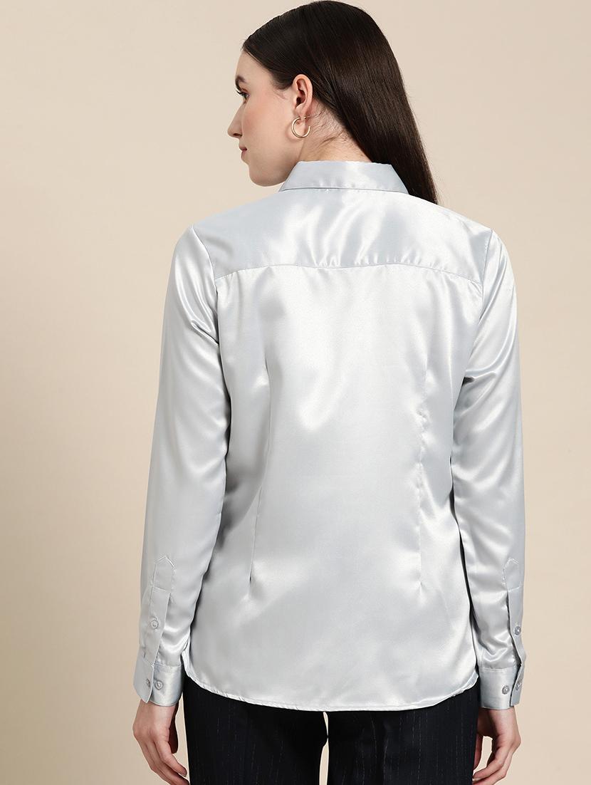 women solid collared long sleeve shirt - 22038362 - Standard Image - 1