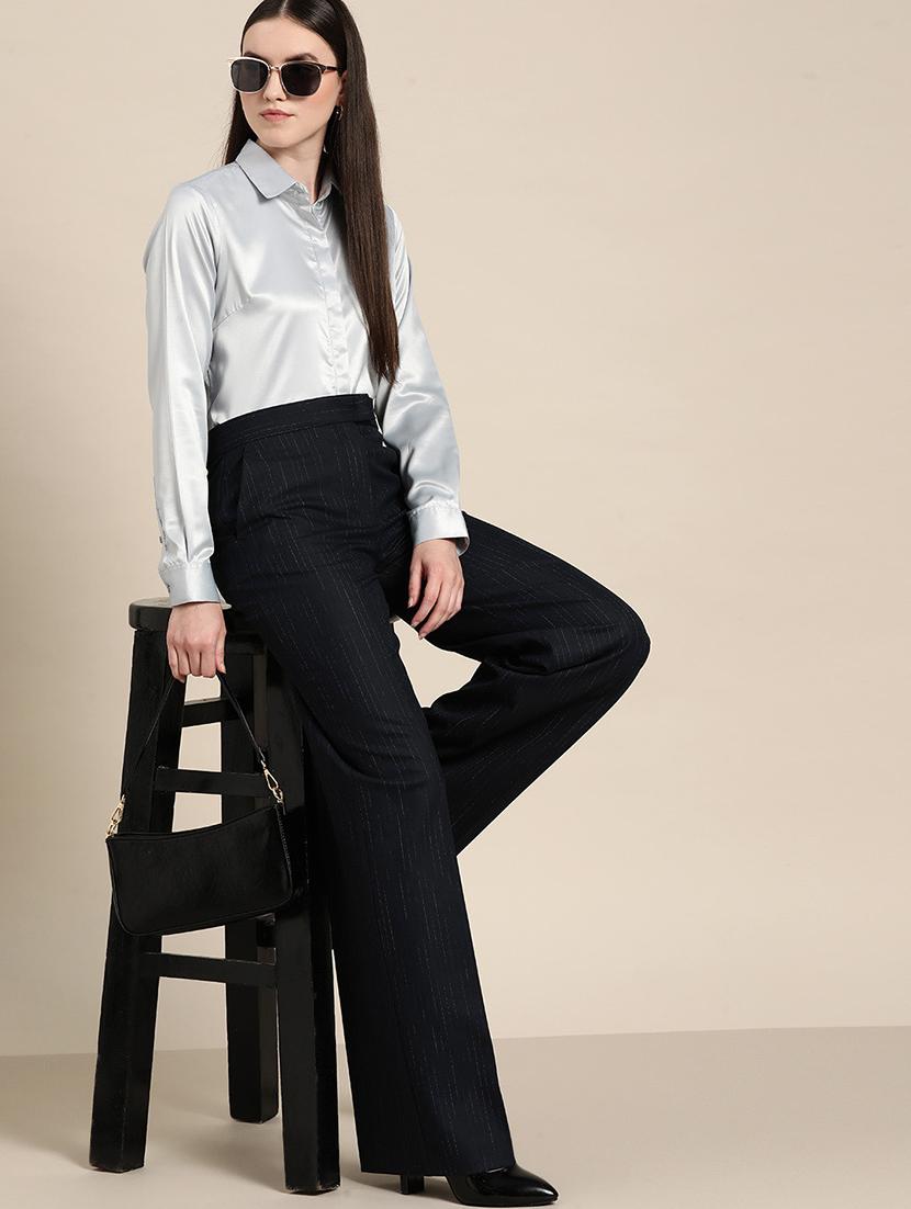 women solid collared long sleeve shirt - 22038362 - Standard Image - 4