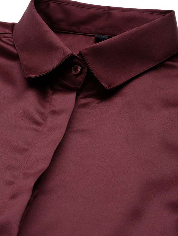 women solid collared long sleeve shirt - 22038364 -  Standard Image - 4