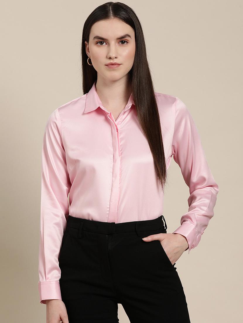 women solid collared long sleeve shirt - 22038365 -  Zoom Image - 0