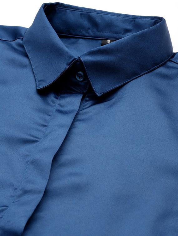 women solid collared long sleeve shirt - 22038367 - Standard Image - 4