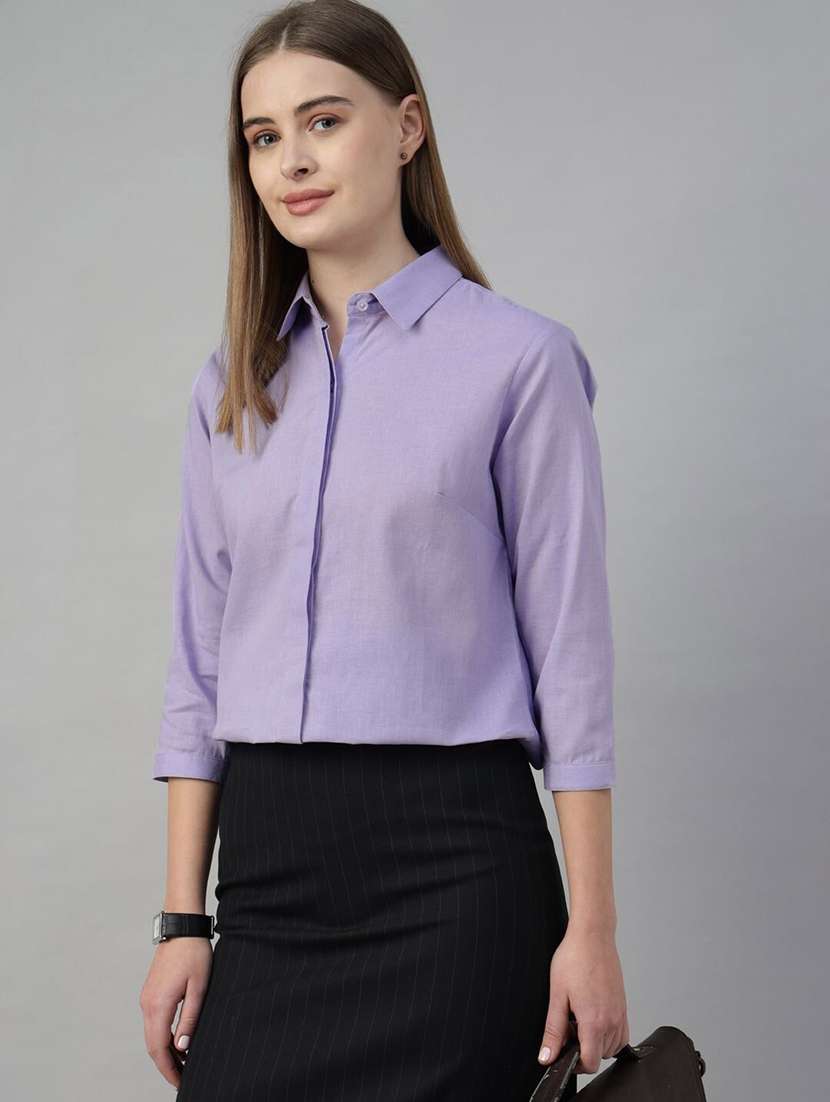 women solid collared regular fit shirt - 22038380 - Zoom Image - 0