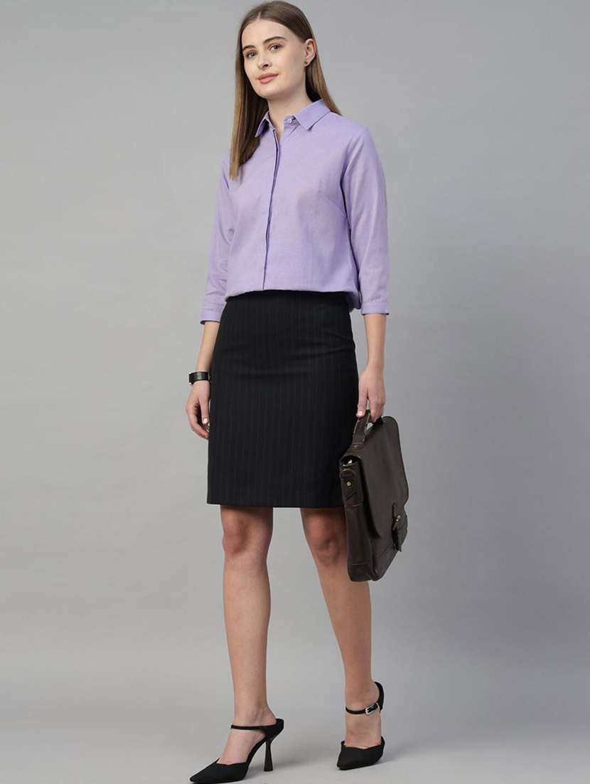 women solid collared regular fit shirt - 22038380 - Standard Image - 4