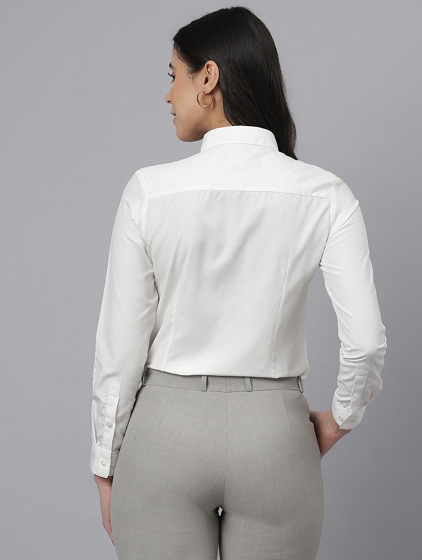 women solid collared long sleeve shirt - 22038398 -  Standard Image - 1