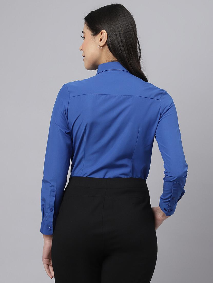 women solid collared long sleeve regular fit shirt - 22038405 - Standard Image - 1