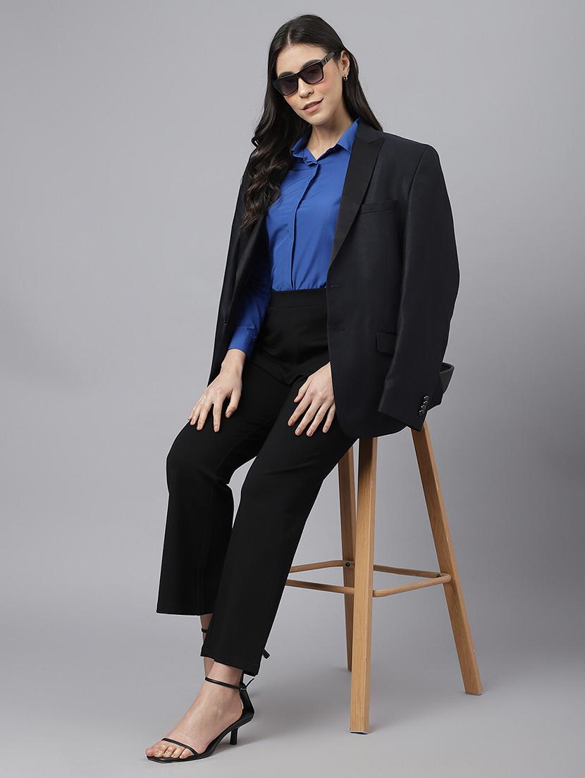 women solid collared long sleeve regular fit shirt - 22038405 - Standard Image - 4