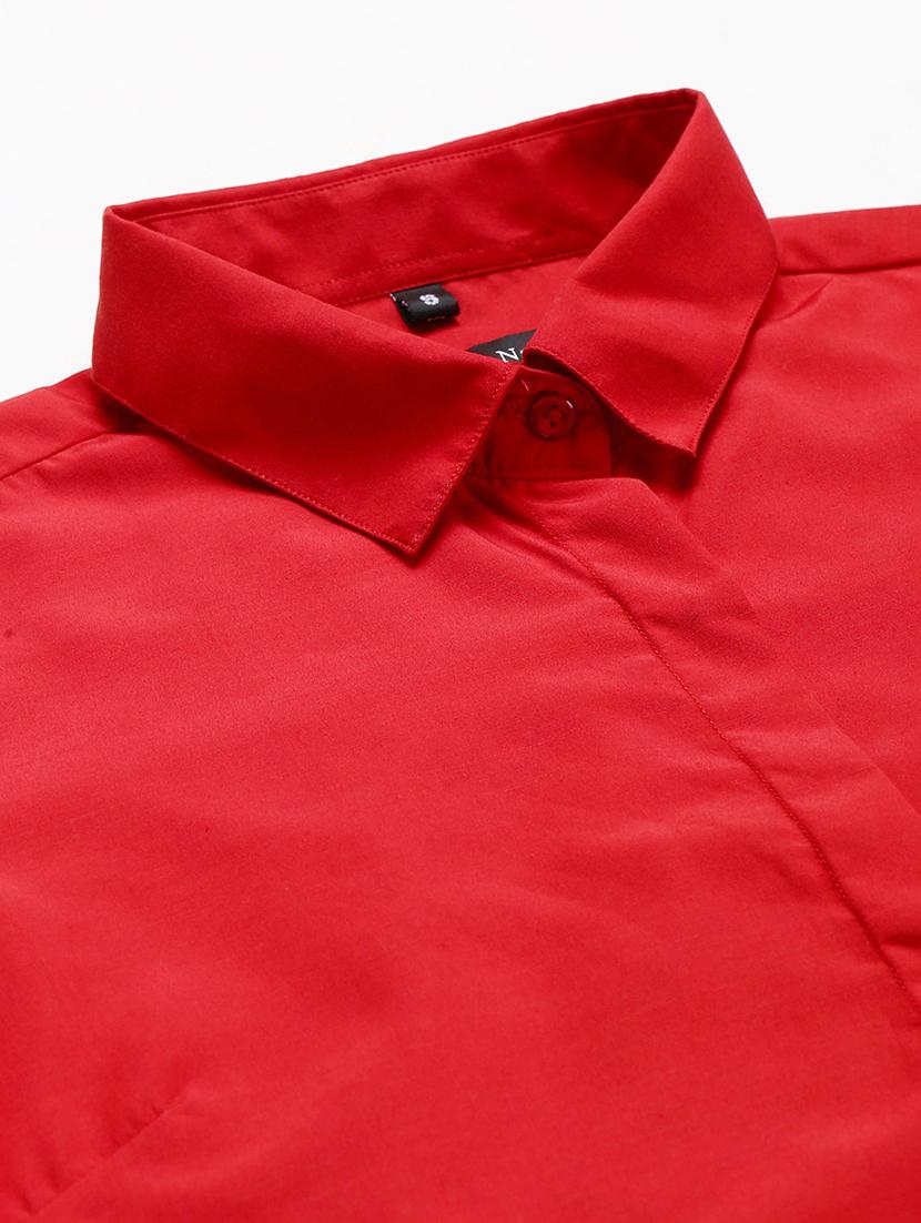 women solid collared long sleeve shirt - 22038406 - Standard Image - 4