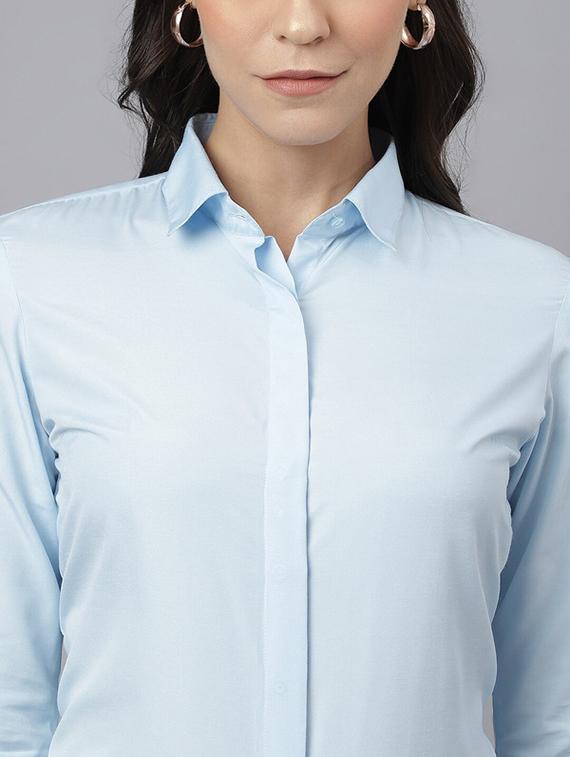 women solid collared long sleeve shirt - 22038407 - Standard Image - 4