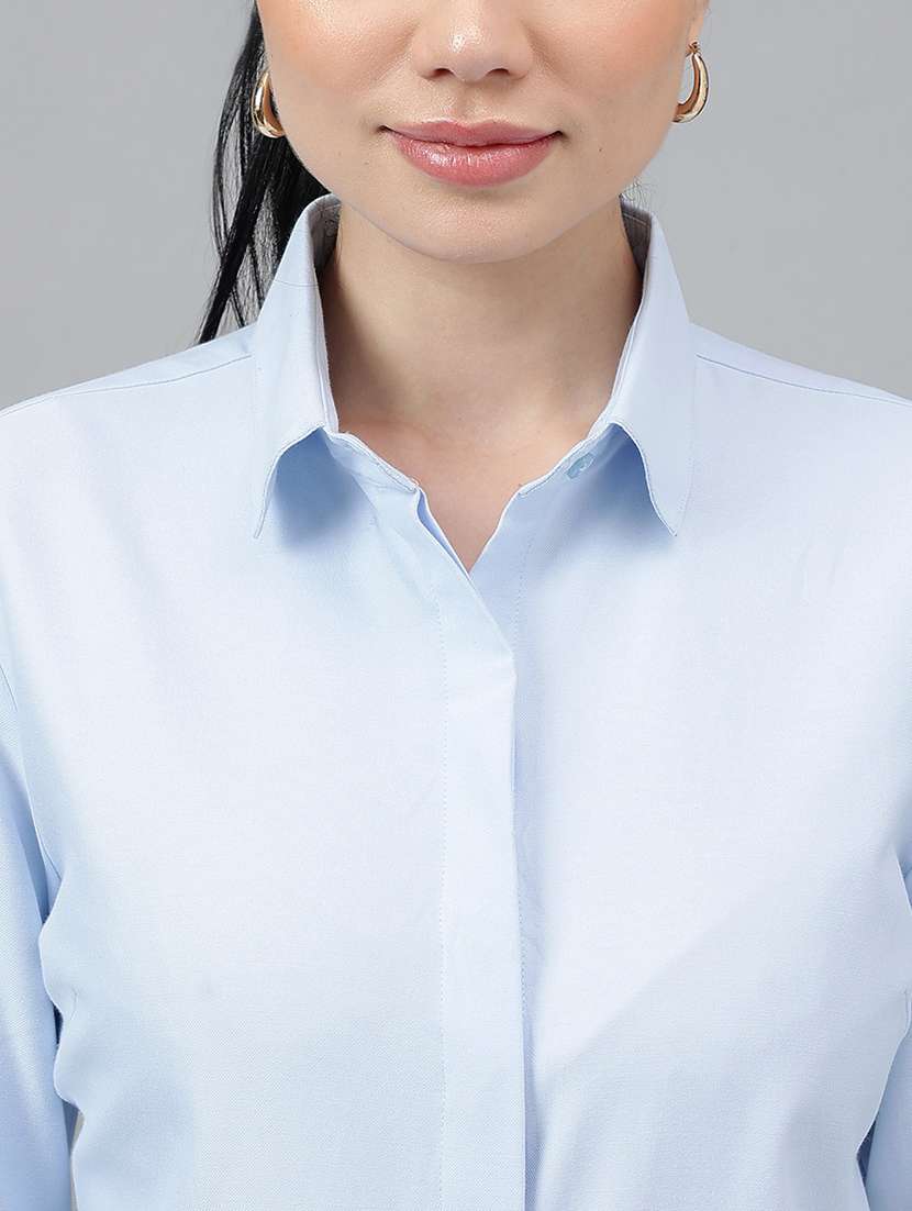 women solid collared long sleeve regular fit shirt - 22038413 -  Standard Image - 4