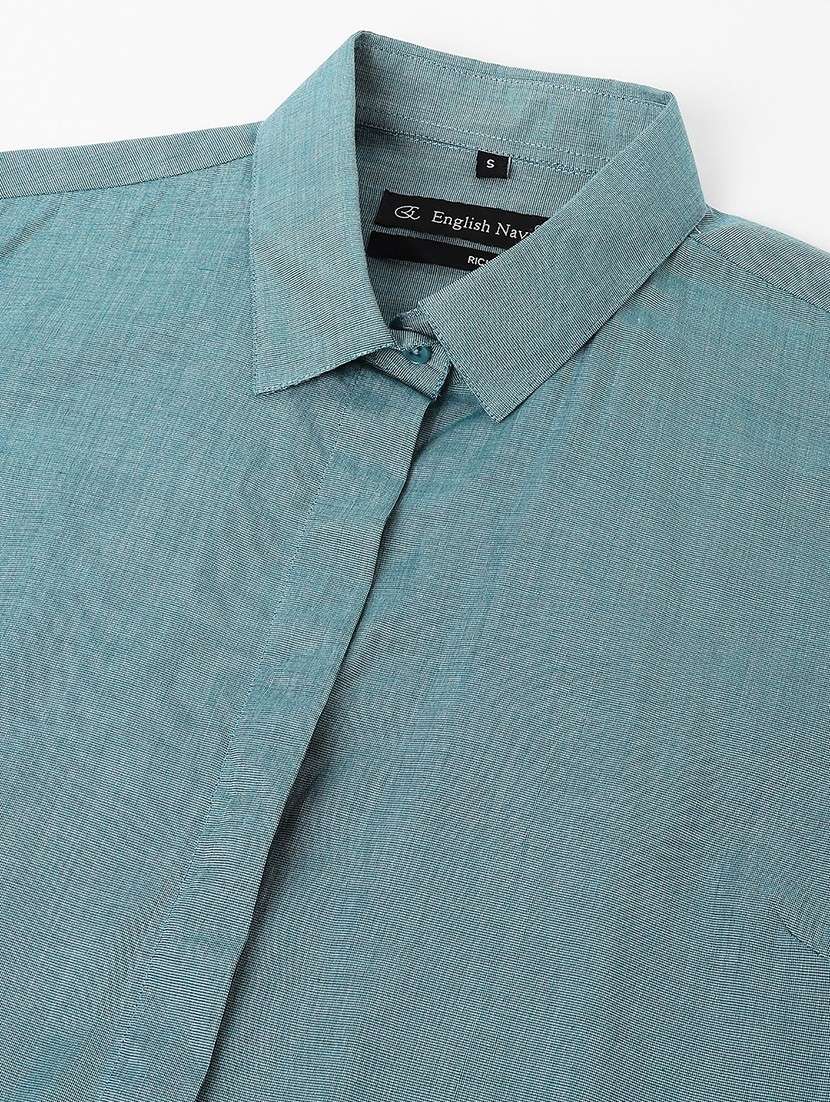 women solid collared long sleeve shirt - 22038418 -  Standard Image - 4