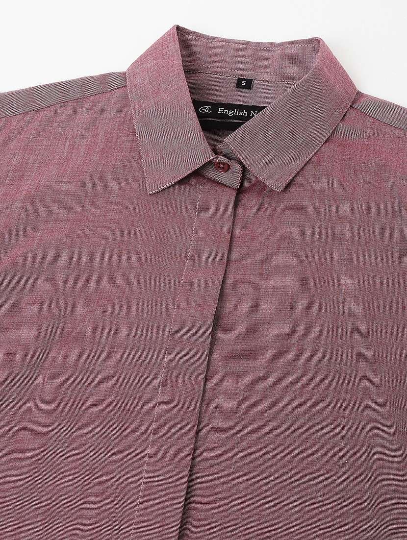 women solid collared long sleeve shirt - 22038421 -  Standard Image - 4