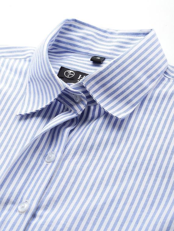 women striped collared long sleeve shirt - 22038442 - Standard Image - 4
