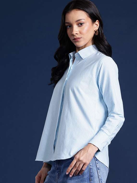 women solid collared long sleeve regular fit shirt - 22038447 -  Standard Image - 1