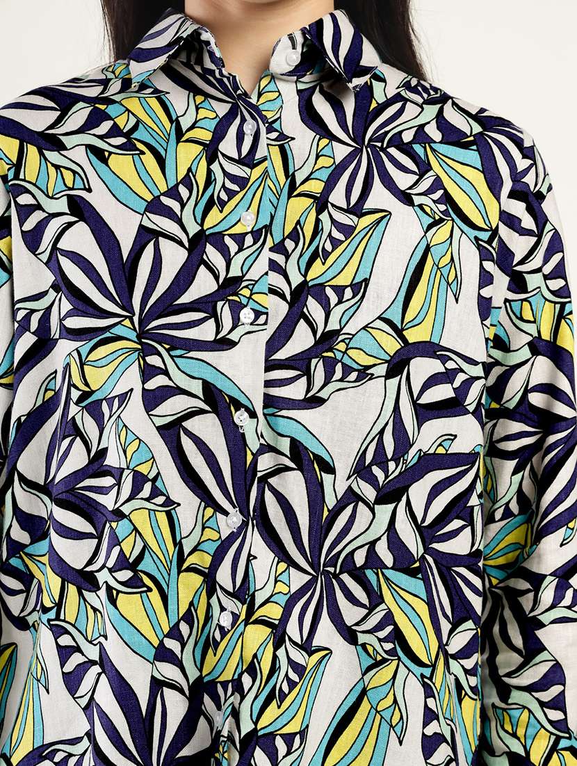 women printed collared long sleeve shirt - 22038448 -  Standard Image - 4