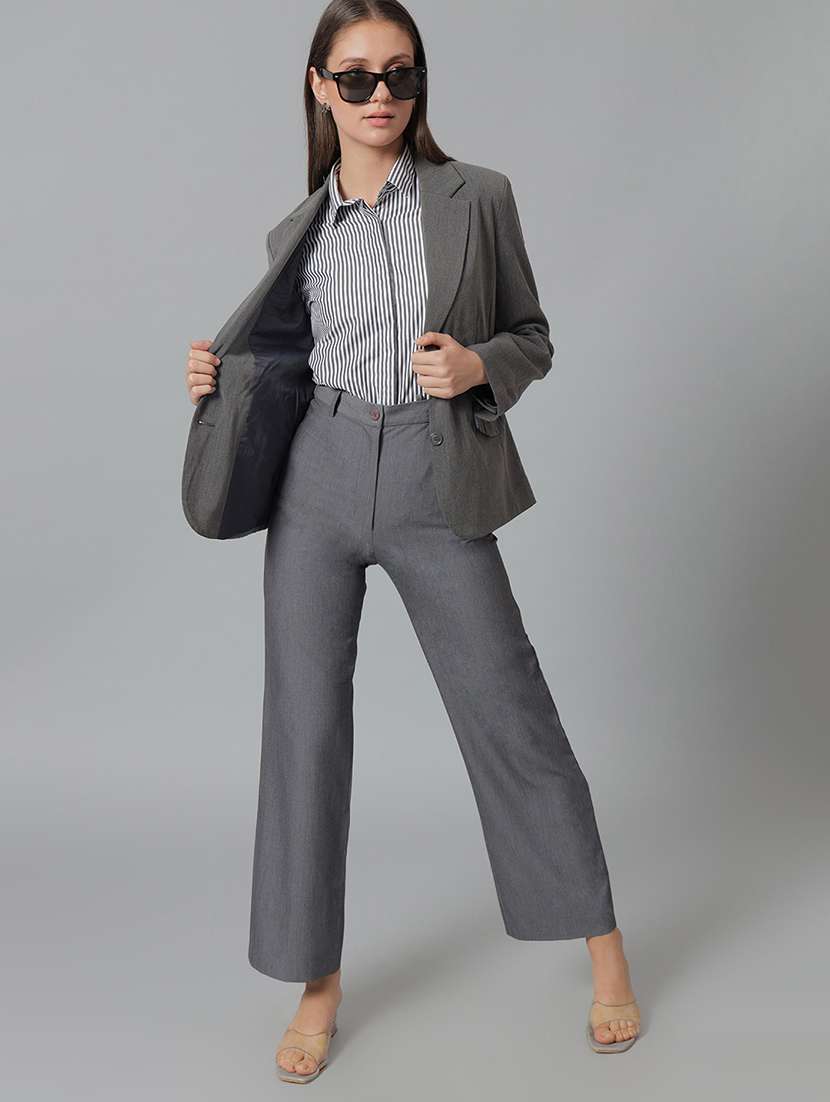 women striped collared long sleeve shirt - 22038458 -  Standard Image - 4