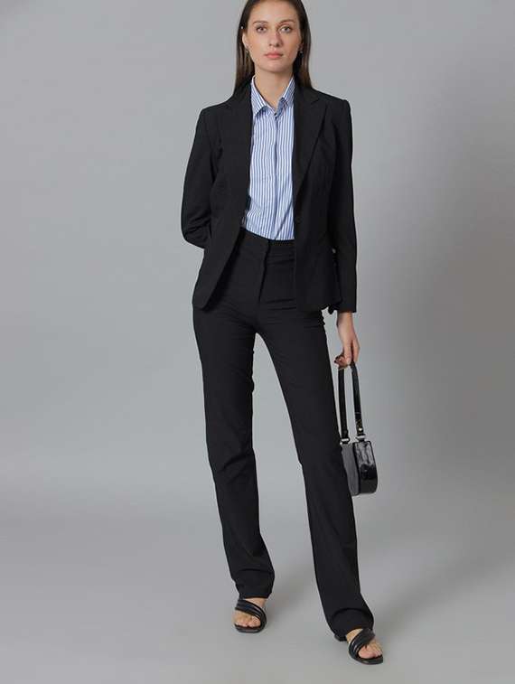 women striped collared long sleeve shirt - 22038459 -  Standard Image - 4