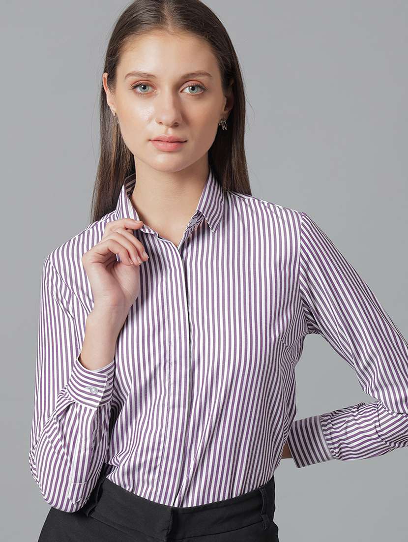 women collared long sleeve regular fit shirt