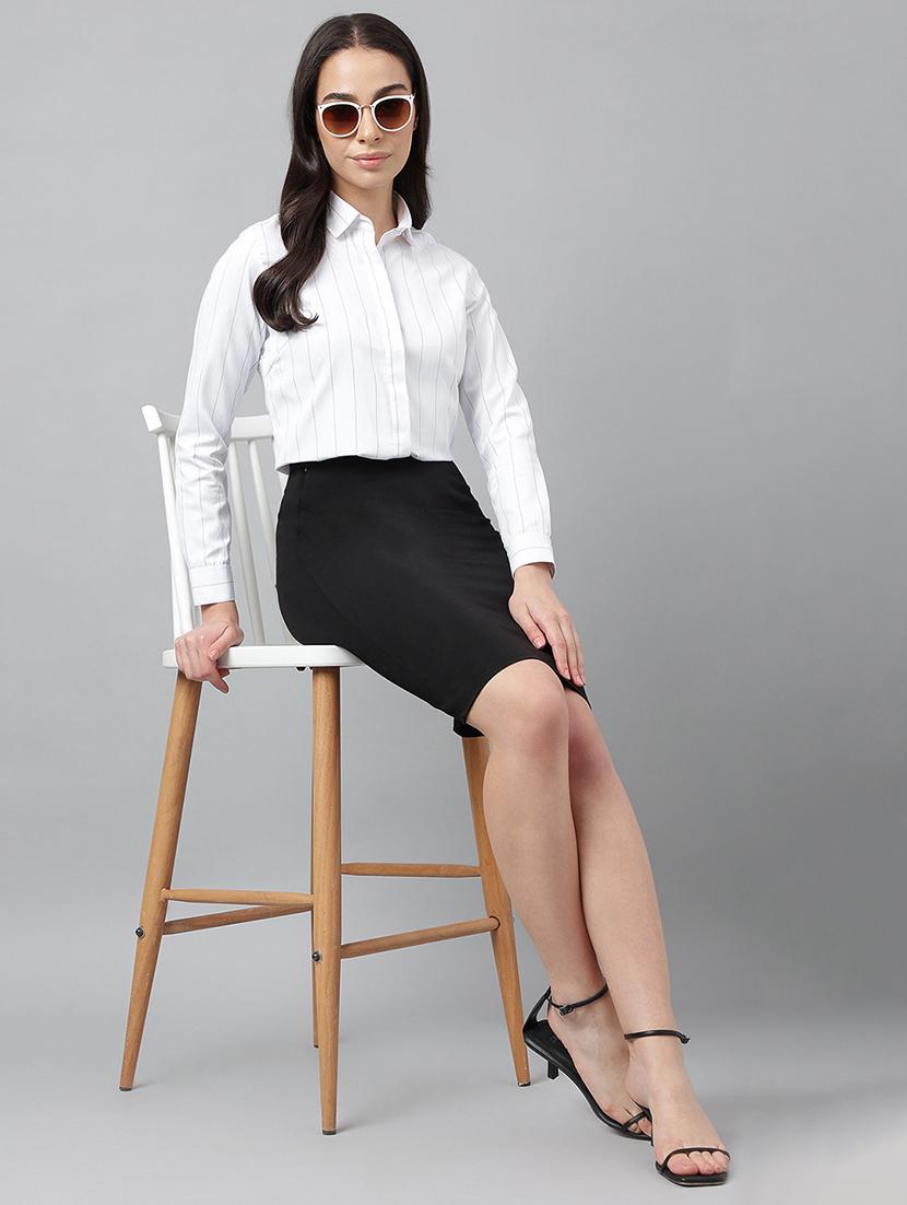 women striped collared long sleeve shirt - 22038464 - Zoom Image - 0