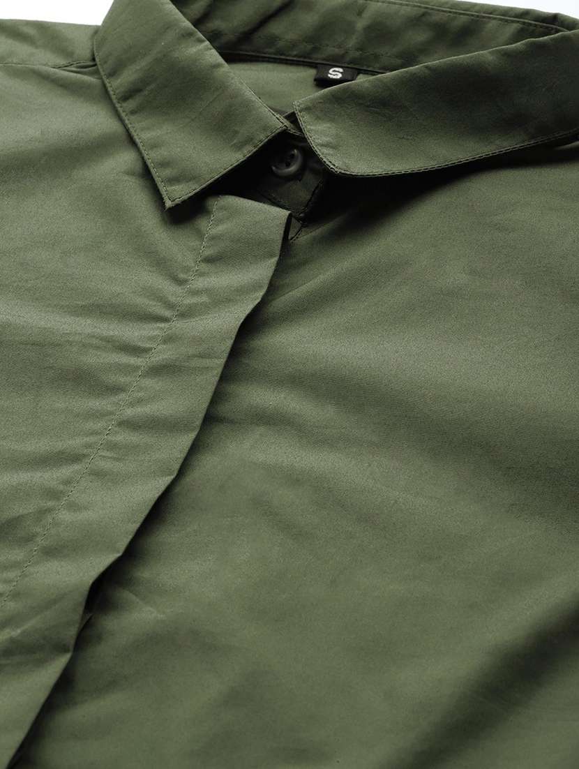 women solid collared long sleeve shirt - 22038474 -  Standard Image - 4