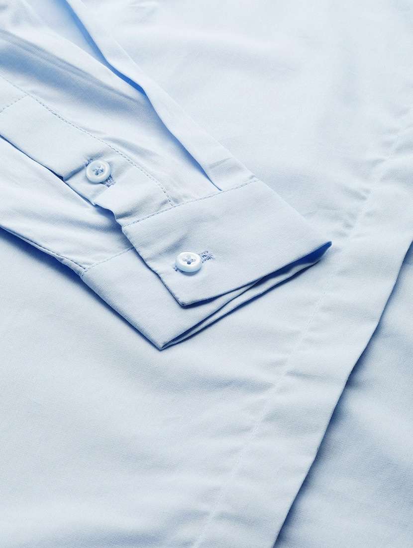 women solid collared long sleeve shirt - 22038477 -  Standard Image - 4