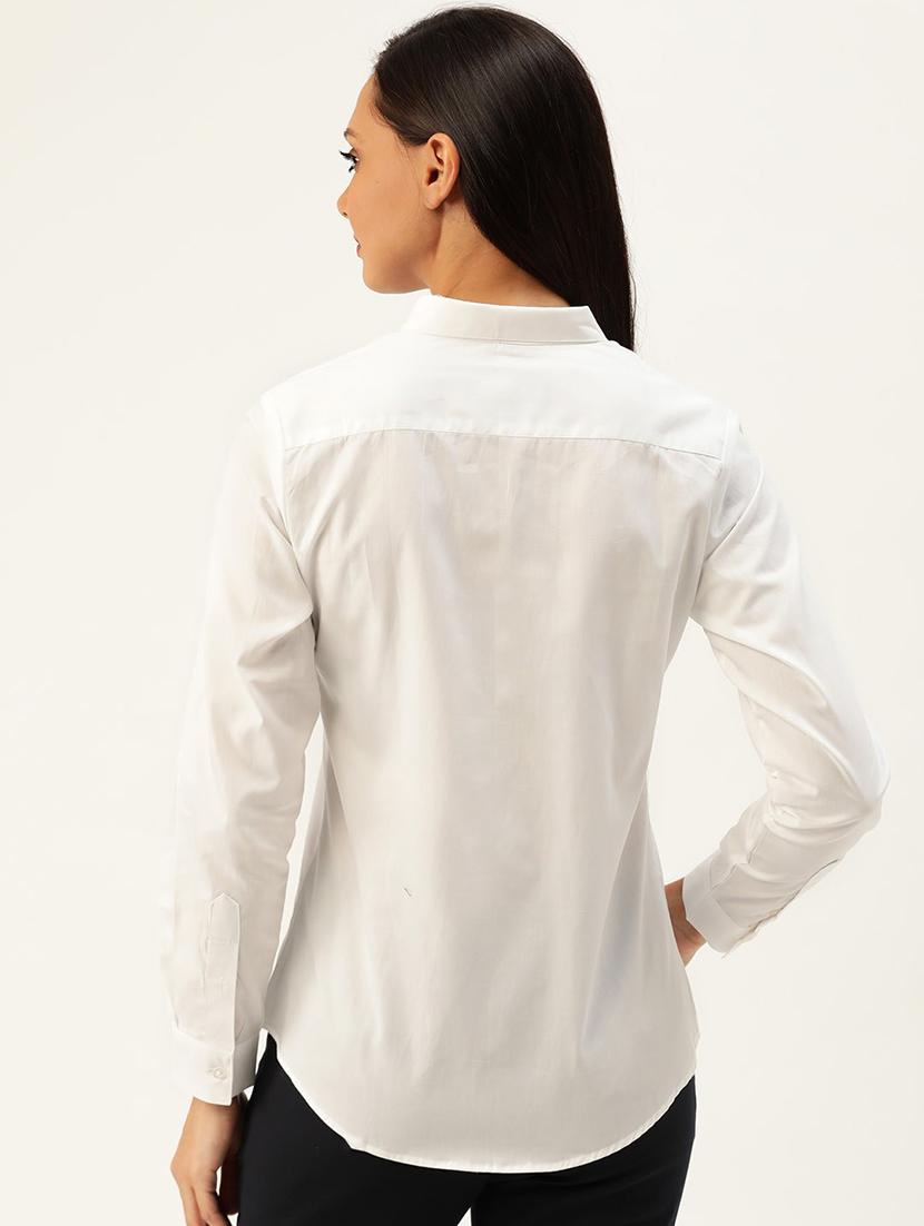 women solid collared long sleeve shirt - 22038478 -  Standard Image - 1