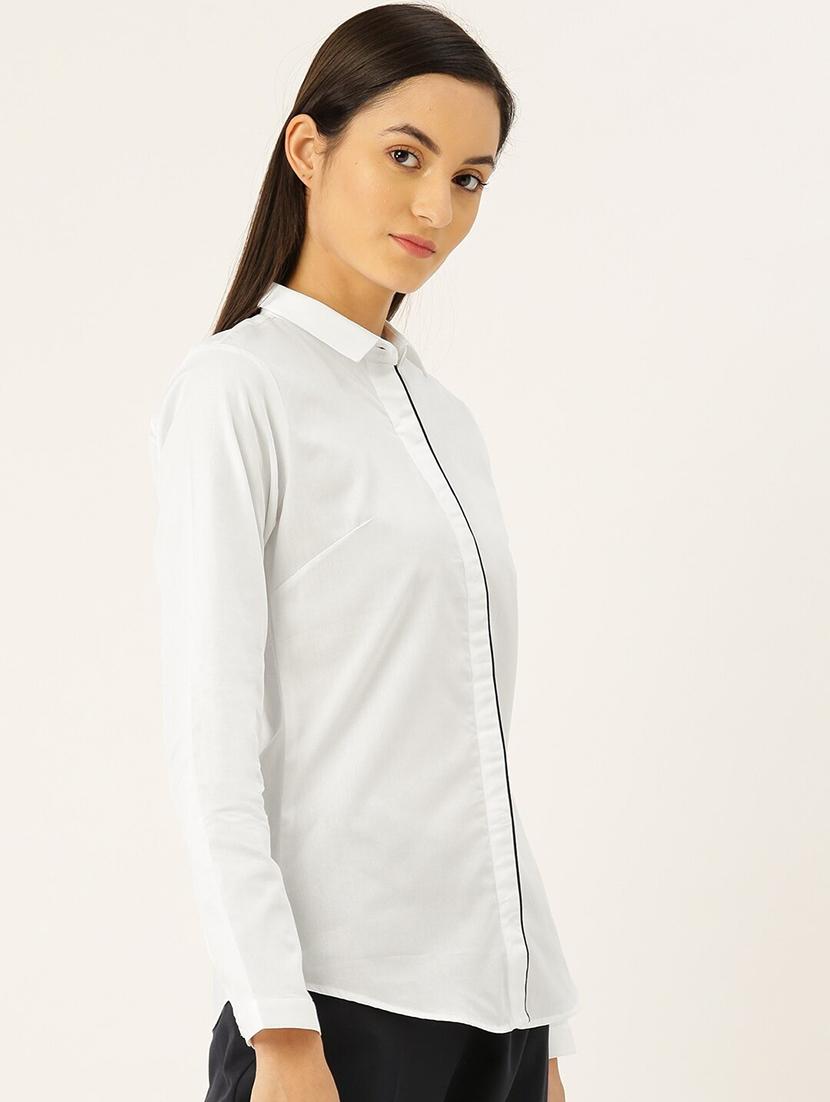 women solid collared long sleeve shirt - 22038483 - Standard Image - 1