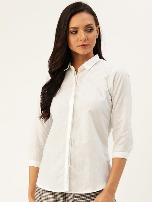white linen blend regular shirt - 22038485 -  Standard Image - 0