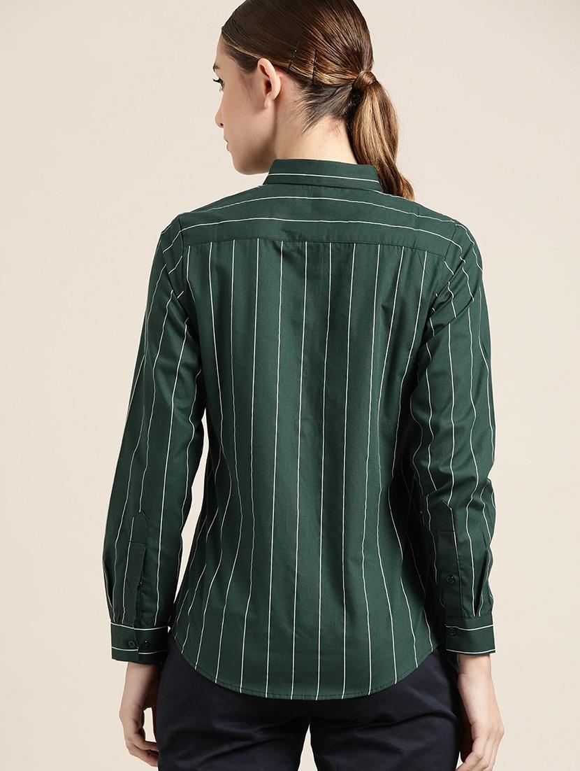 women striped collared long sleeve shirt - 22038490 - Standard Image - 1