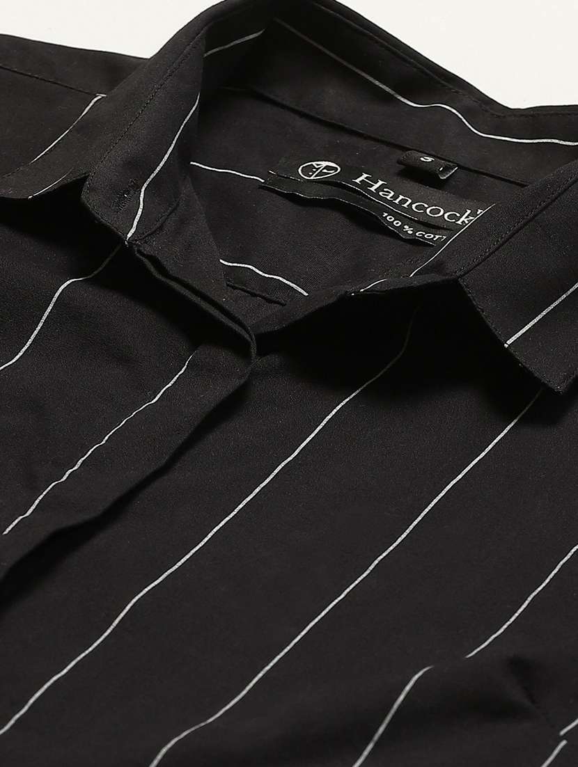 women striped collared long sleeve shirt - 22038491 - Standard Image - 4
