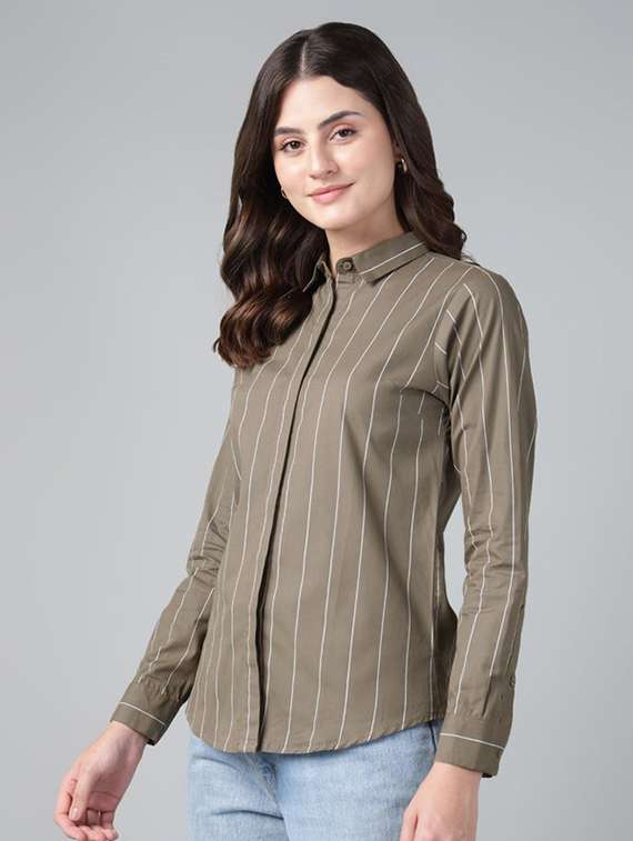 mustard cotton regular shirt - 22038496 -  Standard Image - 1