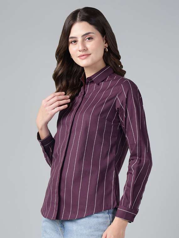 purple cotton regular shirt - 22038497 -  Standard Image - 1
