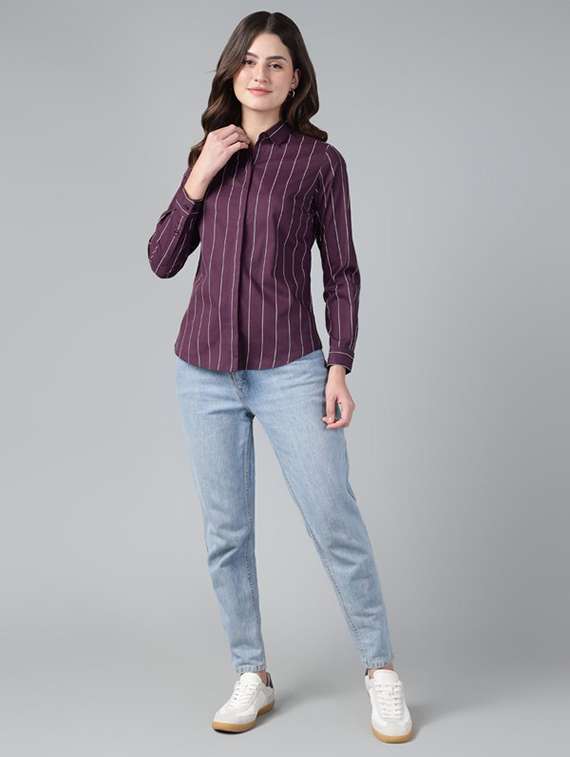 purple cotton regular shirt - 22038497 -  Standard Image - 4