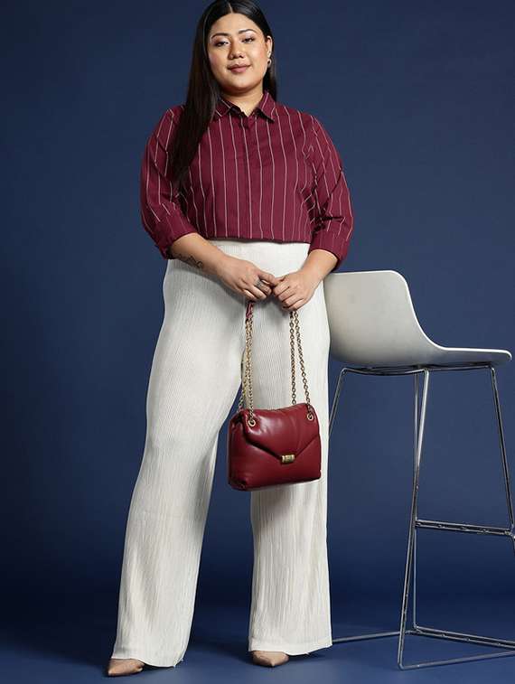 women plus size striped collared long sleeve shirt - 22038499 - Standard Image - 4