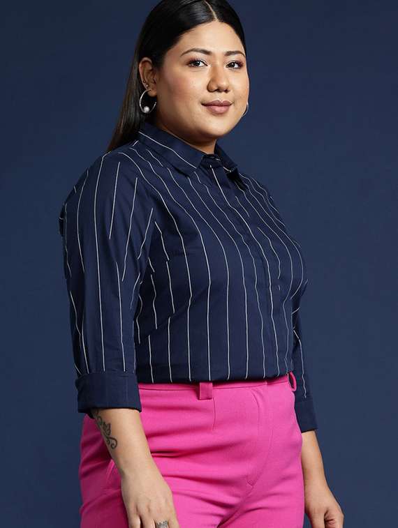 navy blue cotton regular shirt - 22038502 -  Standard Image - 1