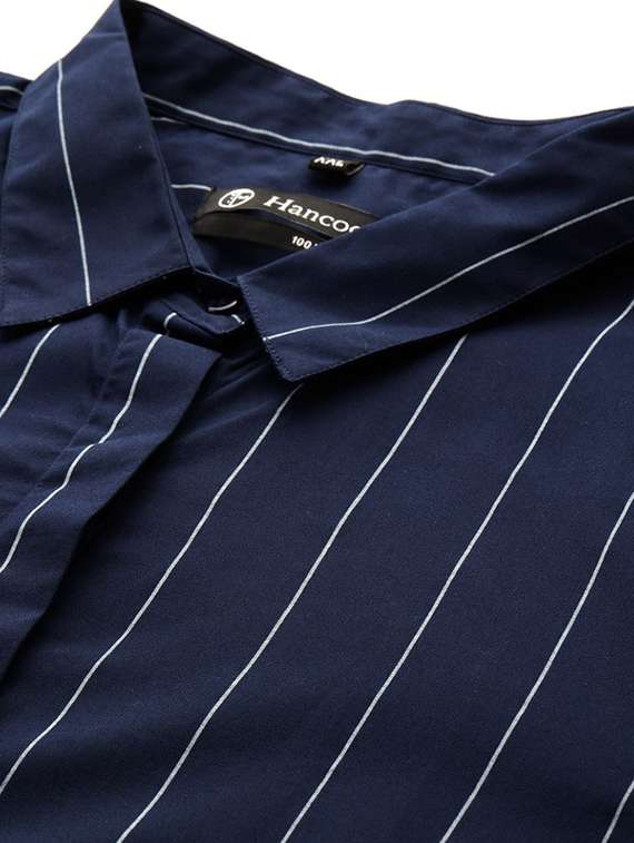 navy blue cotton regular shirt - 22038502 -  Standard Image - 4