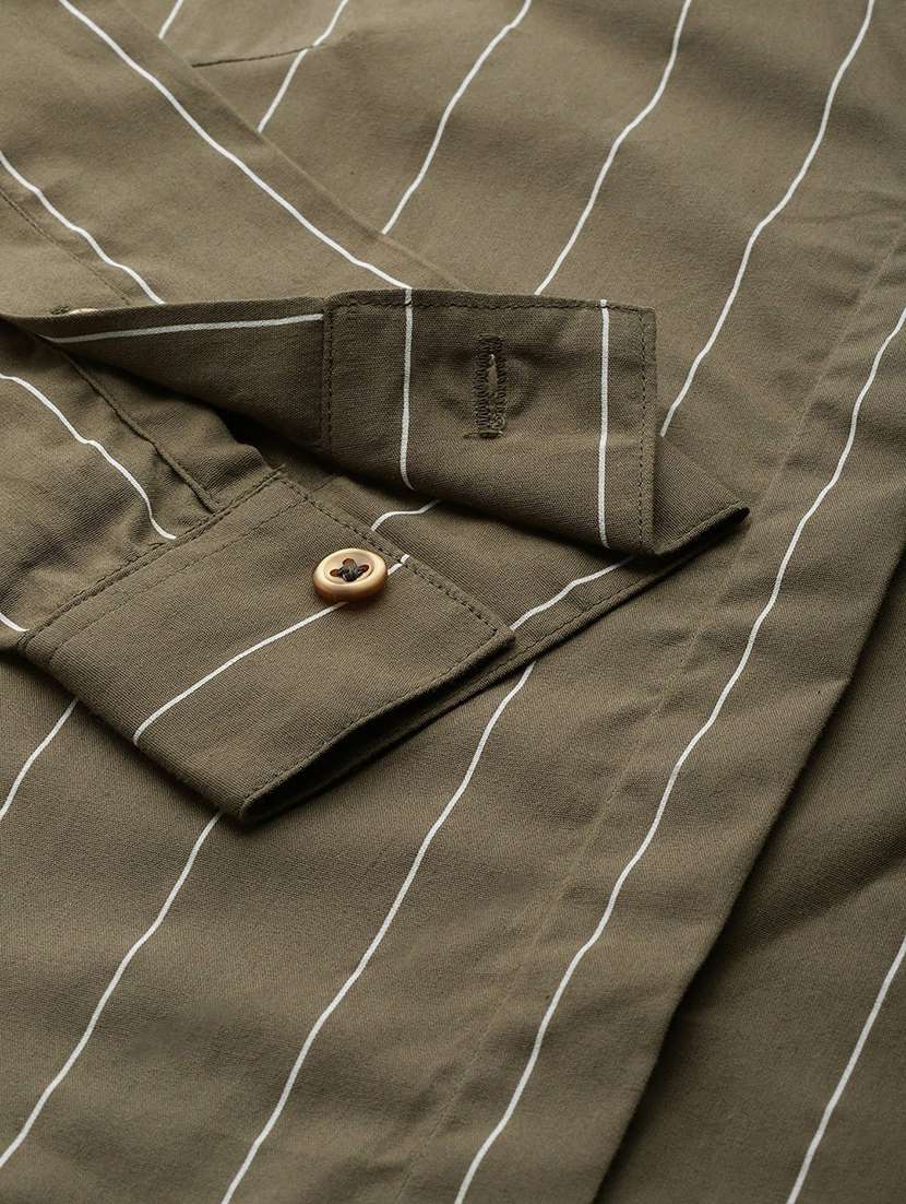olive cotton regular shirt - 22038503 -  Standard Image - 4