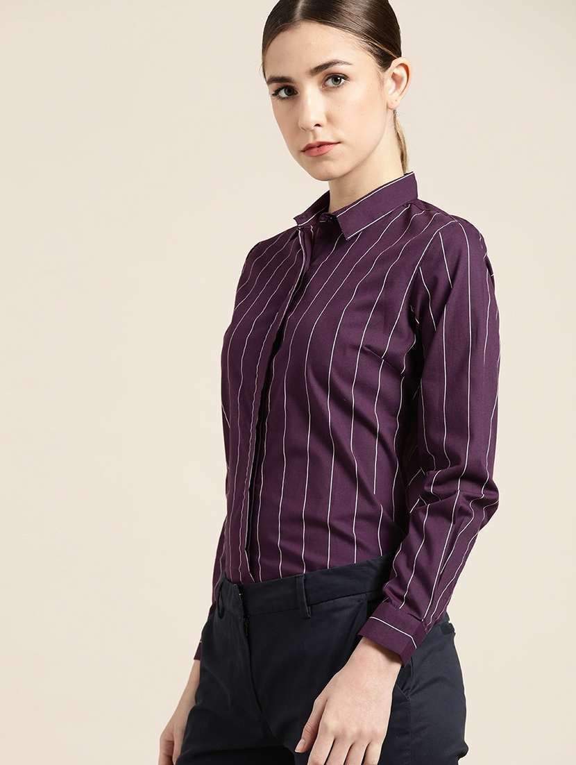 purple cotton regular shirt - 22038509 -  Standard Image - 1