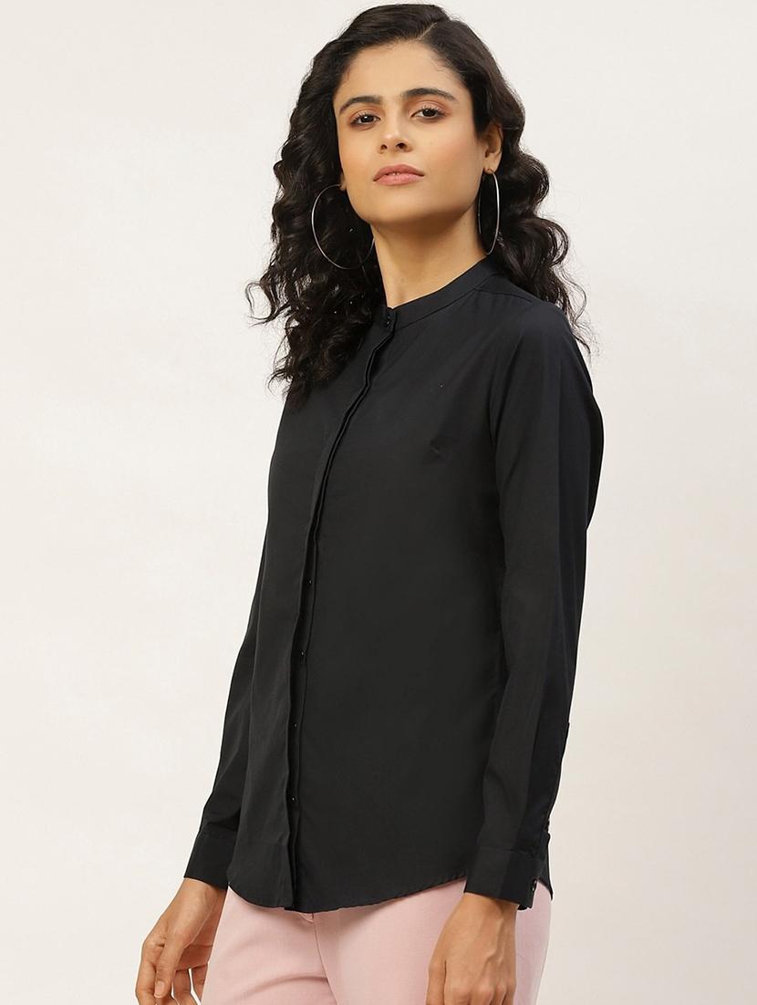 women solid mandarin collared long sleeve shirt - 22038511 - Standard Image - 1