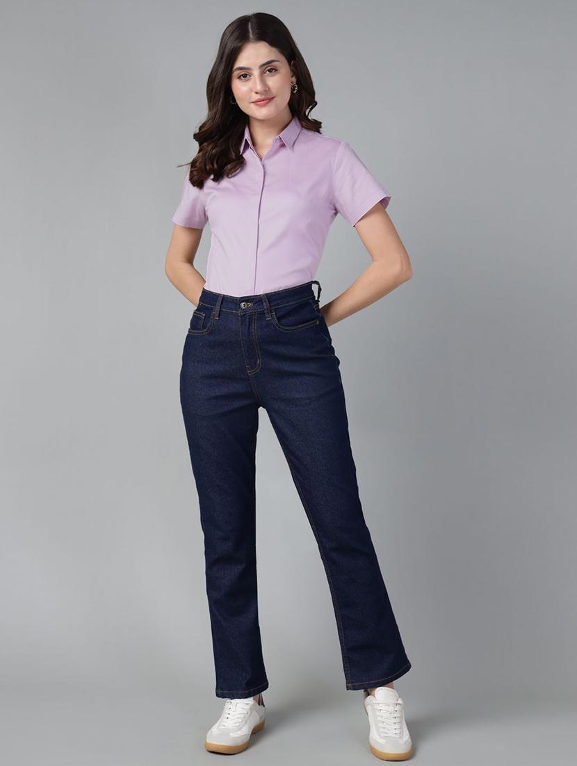women solid collared short sleeve shirt - 22038513 - Standard Image - 4