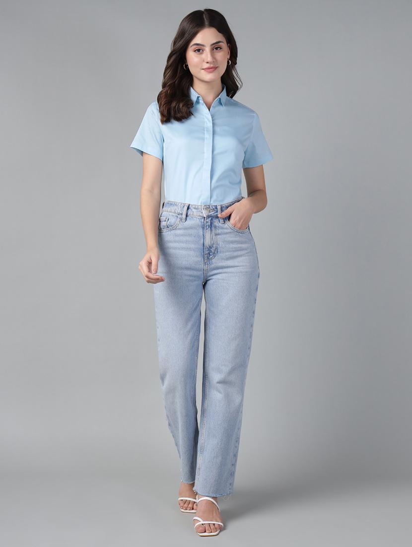 women solid collared long sleeve shirt - 22038518 - Standard Image - 4