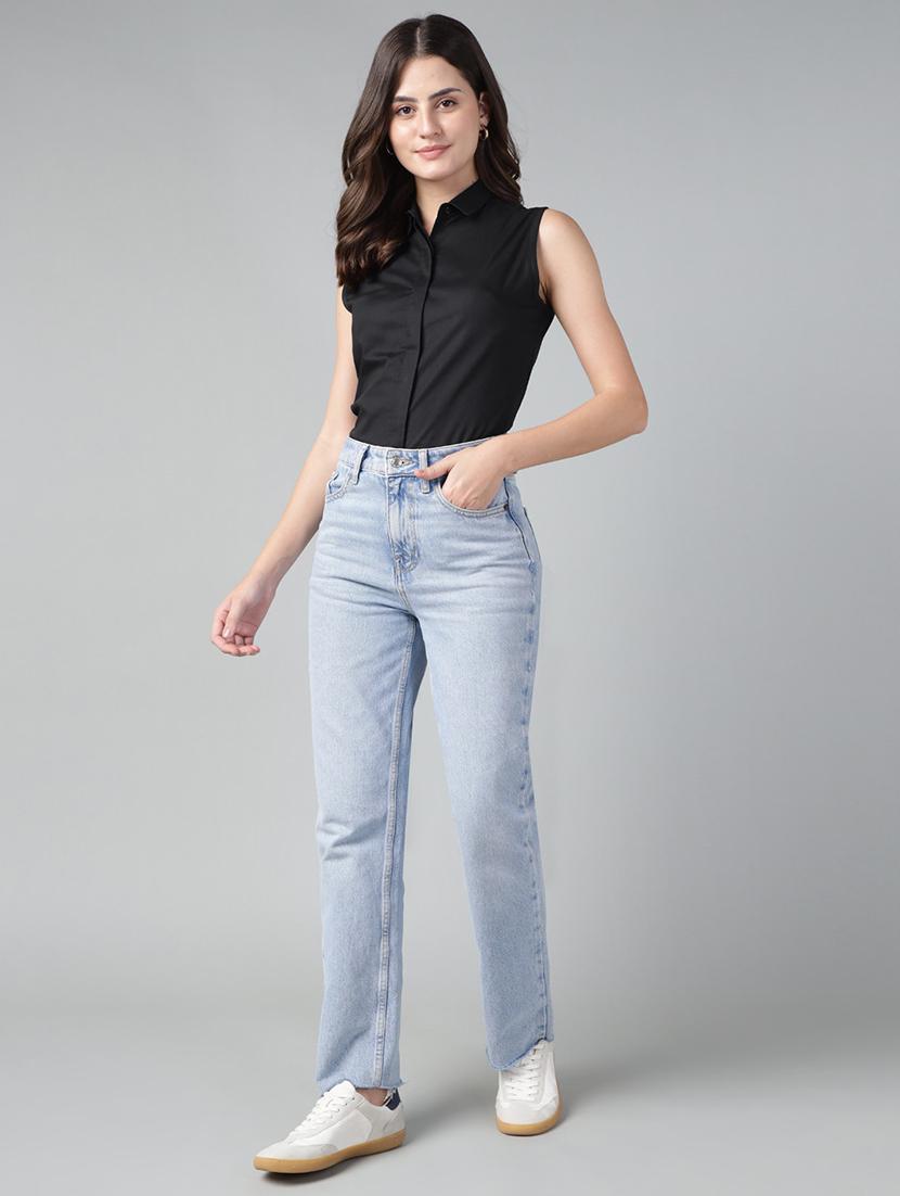 women solid collared sleeveless shirt - 22038522 - Standard Image - 4