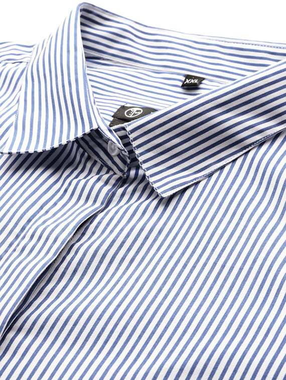 women plus size striped collared long sleeve shirt - 22038533 - Standard Image - 4