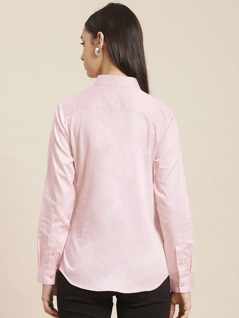 women solid collared long sleeve shirt - 22038537 -  Standard Image - 1